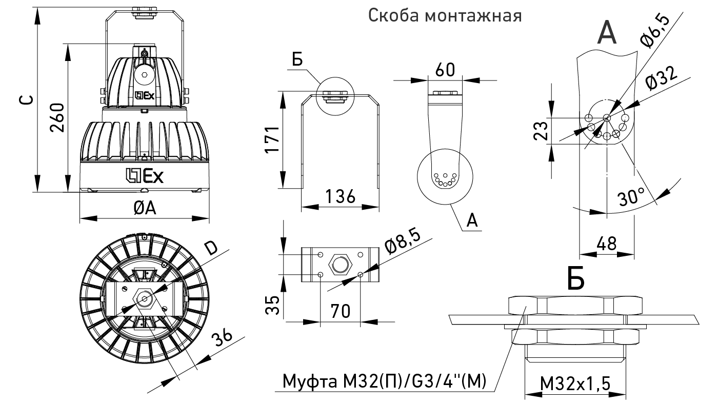 взрывозащищенные светильники ZENITH LED Ex G2, артикул 1226000520
