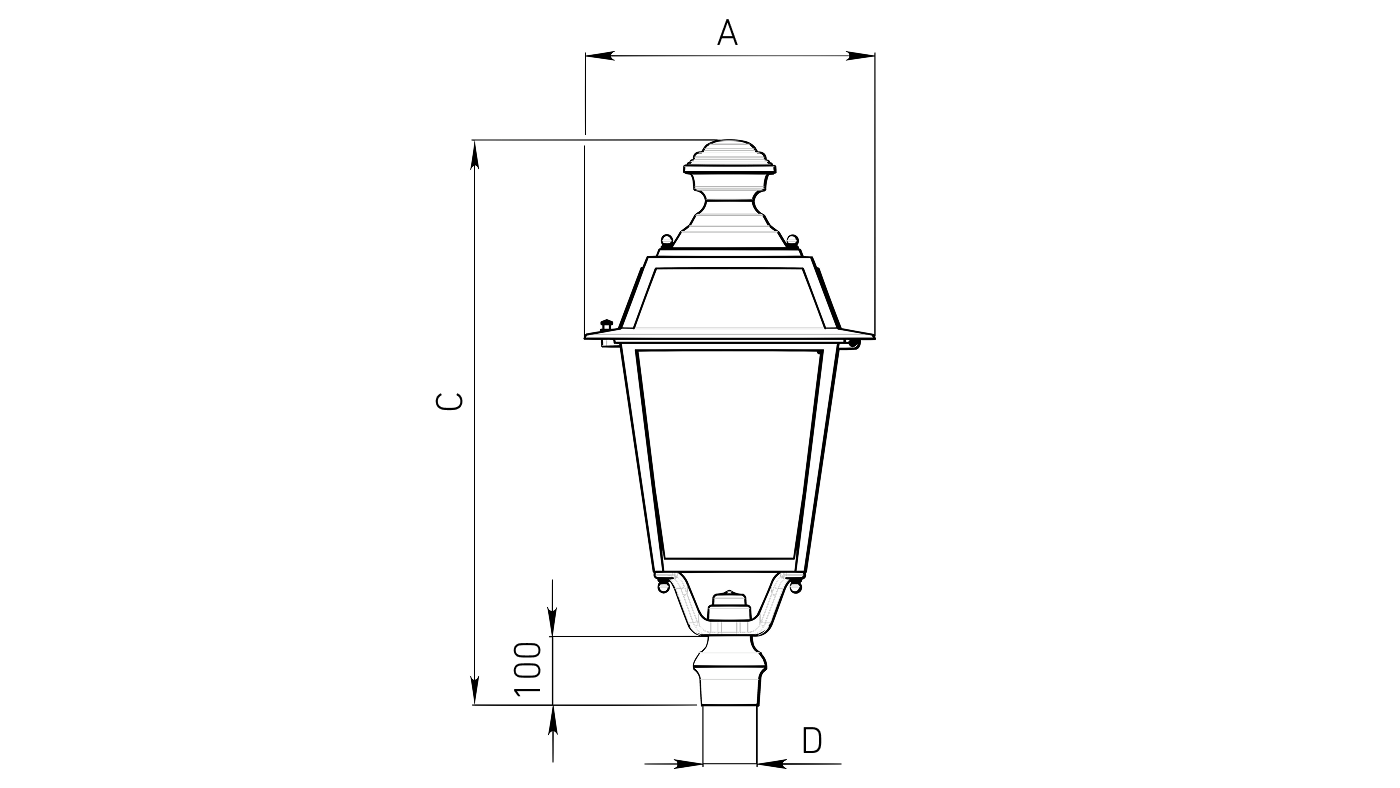торшерные CLASSIC G2 50W RW 840 RAL9005, артикул 1652000300