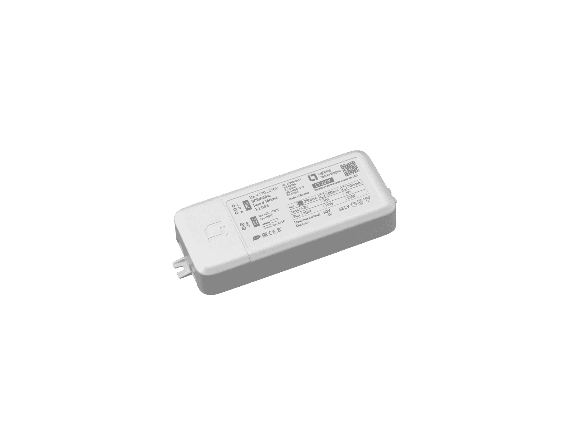 источники питания постоянного тока Драйвер LED 20Вт-500мА-1/10V (LT LT20W 1-10V) ГП, артикул 2002002220