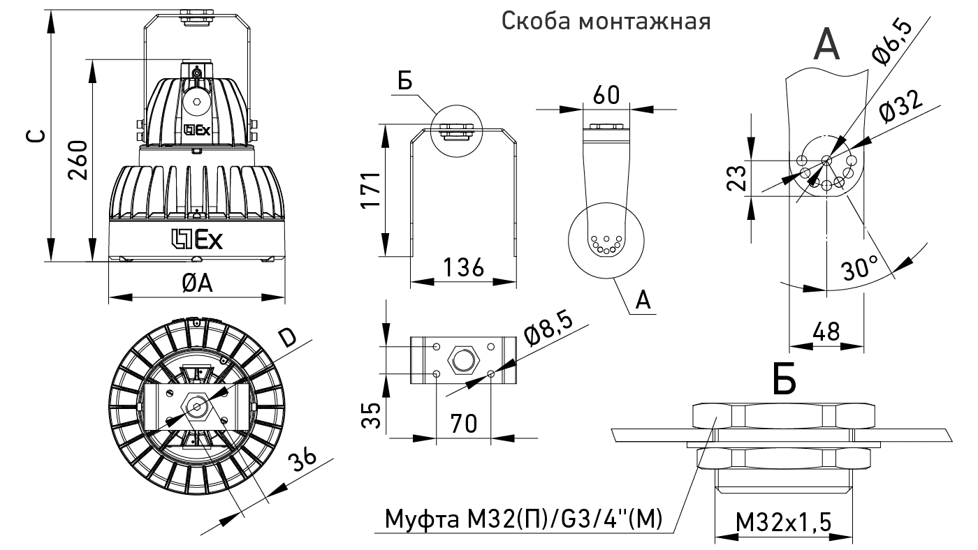 взрывозащищенные светильники ZENITH LED Ex G2, артикул 1226000550