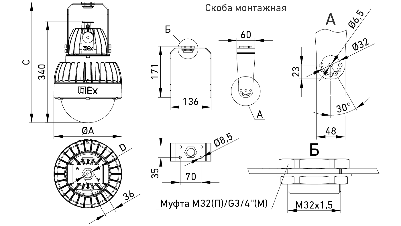 взрывозащищенные светильники ZENITH LED Ex G2, артикул 1226000640