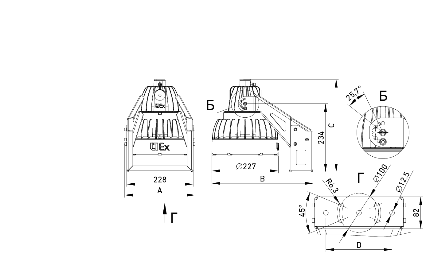 взрывозащищенные светильники ZENITH LED Ex FLOODLIGHT G2, артикул 1226001140