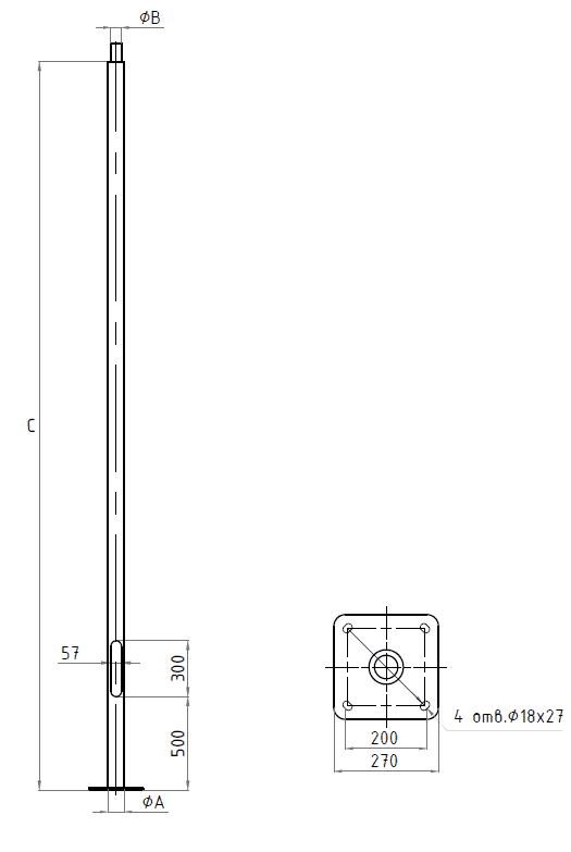 опоры и кронштейны PODIUM 4M D89 T1 RAL9005 (без ЗДФ), артикул 4702001670