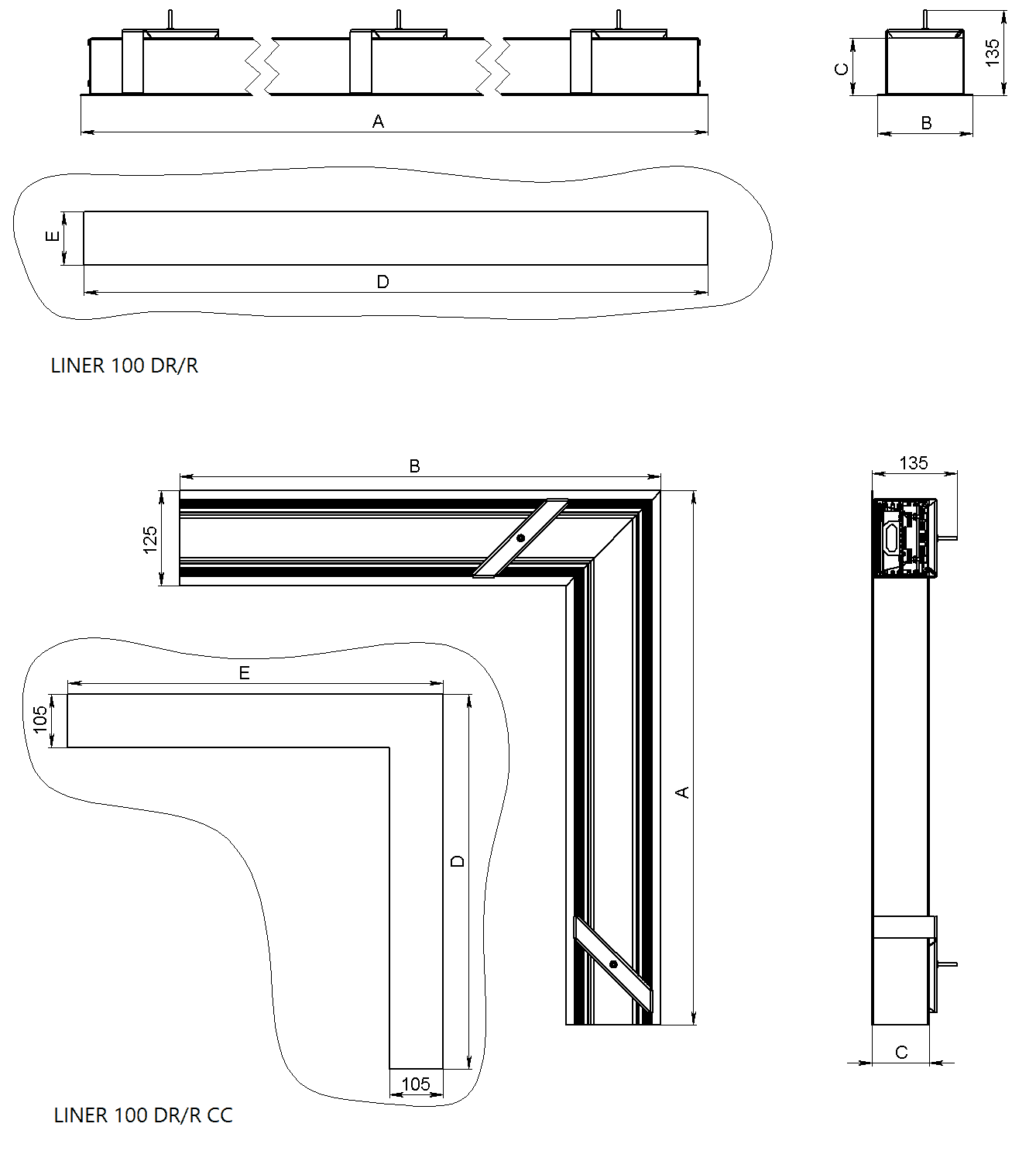линейные системы LINER 100 DR/R (1200) 840 BK DALI, артикул 1474001860