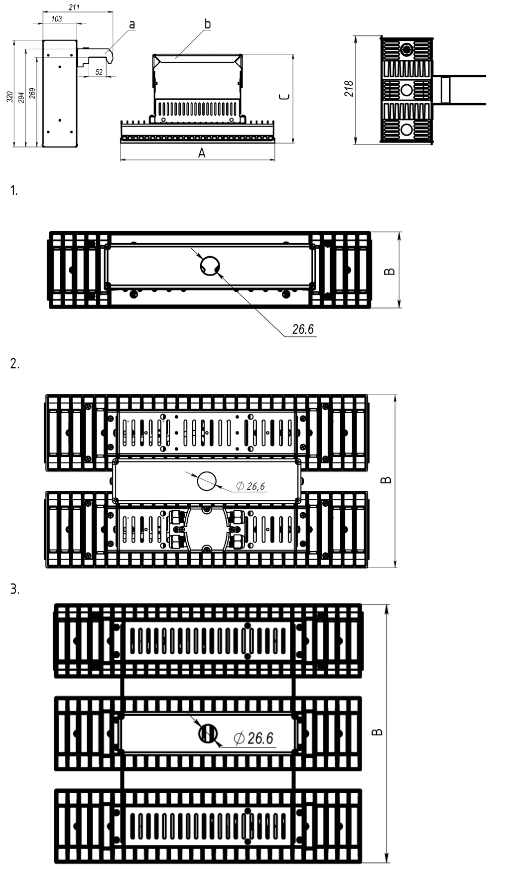 Светильник для освещения высоких пролетов (хайбей) HB LED 225 D60 4000K