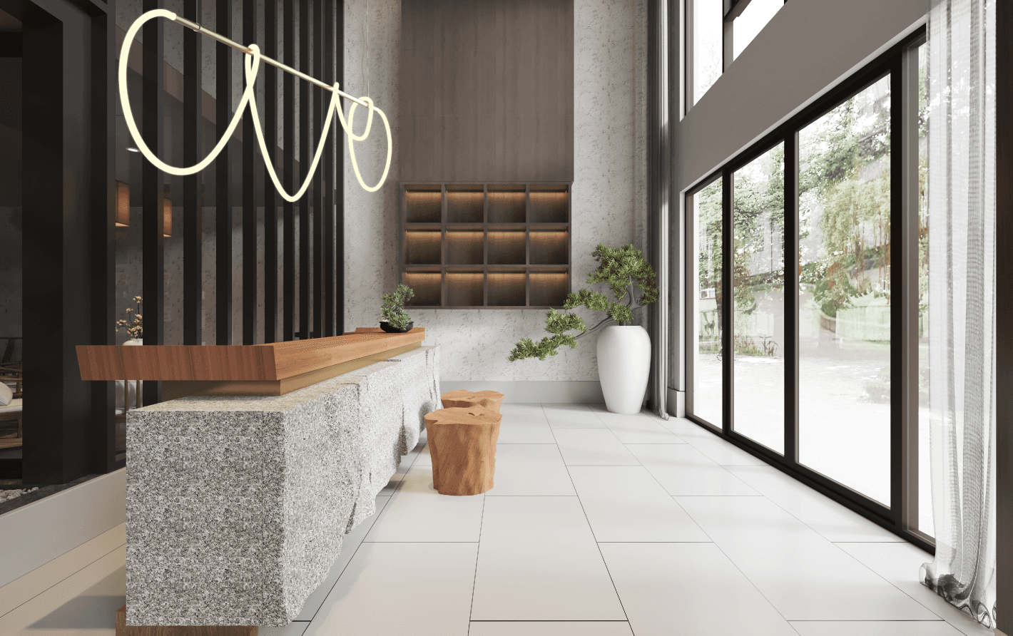 reception area - проектирование освещения от компании Световые Технологии