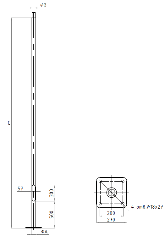 опоры и кронштейны PODIUM 4M D89 T1 RAL9005 (без ЗДФ), артикул 4702001670