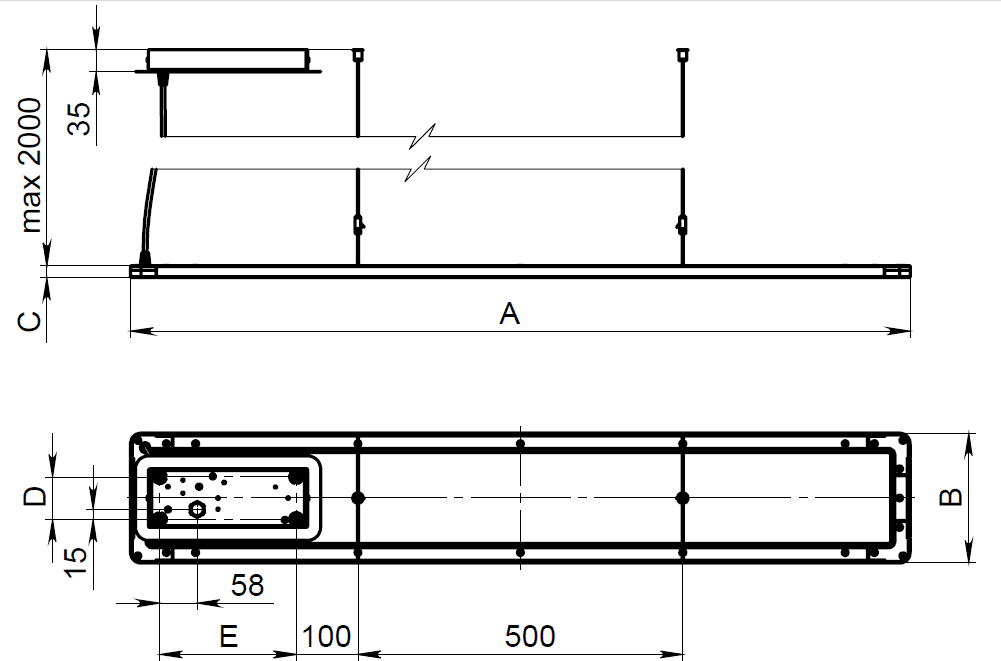 подвесные OBLAKO/P LGP (1200x200) OPL 840 BL up/down, артикул 1845000060