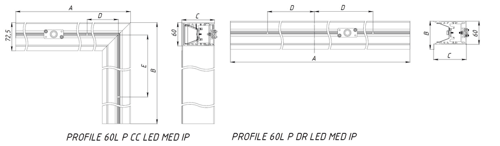 линейные системы PROFILE 60L P DR LED (1900) WH 3500K MED IP65/IP20 (low lumen), артикул 1248006330