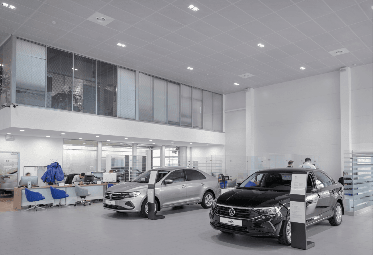 Автосалон Volkswagen - проектирование освещения от компании Световые Технологии