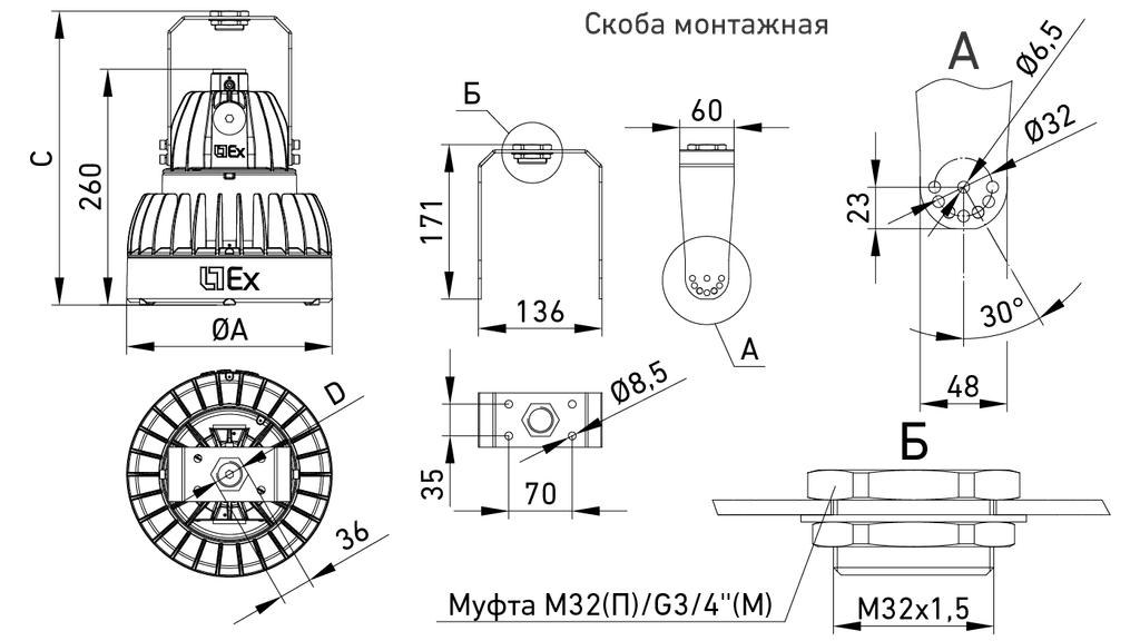 взрывозащищенные светильники ZENITH LED Ex G2, артикул 1226001590