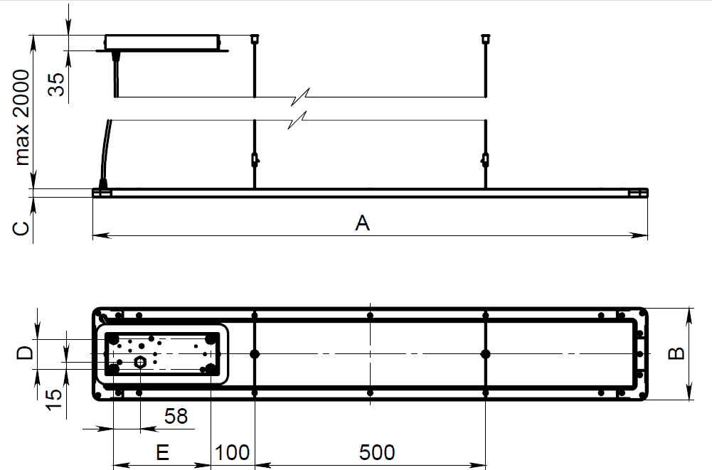 подвесные OBLAKO/P LGP (1200x200) OPL 830 WH DALI up/down, артикул 1845000210